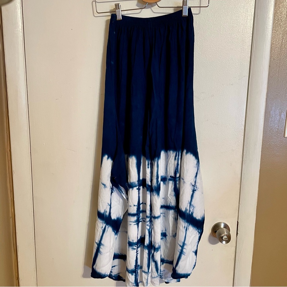 Navy and White Tie-Dye ultra wide leg pants